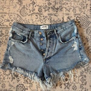 Agolde Parker Women's Frayed Hem Jean Shorts - Light Blue